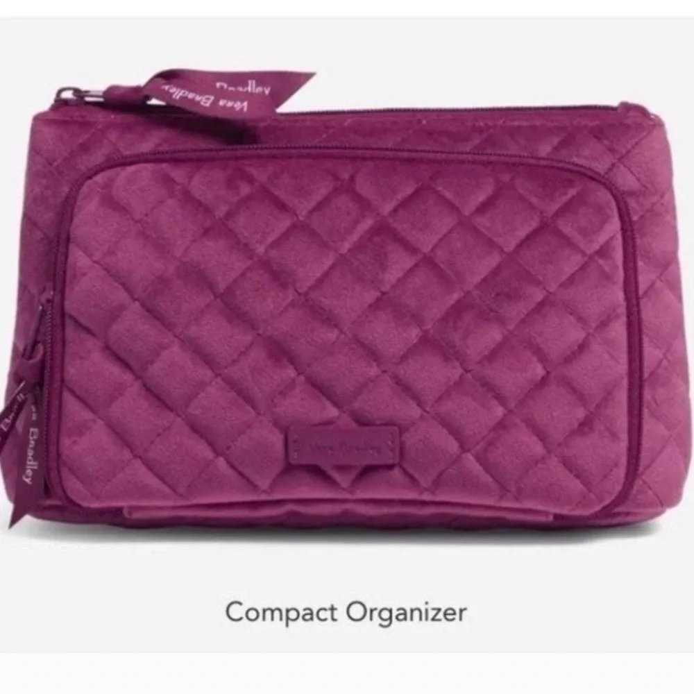 Vera Bradley Majestic Magenta Velvet Zip Closure Travel Compact Organizer NWT